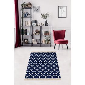 On the clouds MEG1485LA Geometrik Karo Desenli Dijital Baskı Yıkanabilir Kaymaz Taban Modern Ve laci Salon Halısı Yolluk