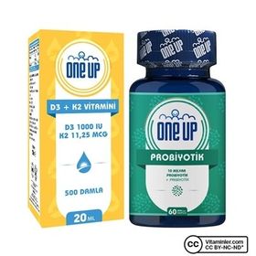 One Up Vitamin D3 K2 20 ml Damla + Probiyotik 60 Kapsül