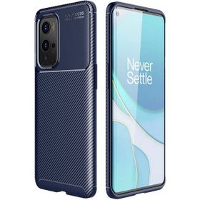 OnePlus 9 Lacivert Kılıf Silikon Karbon Serisi Mat Fiber Negro Kapak