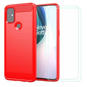 OnePlus Nord N10 Kırmızı Kılıf Silikon Deri Görünümlü Parmak İzi Bırakmaz Niss