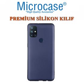 OnePlus Nord N10 Lacivert Kılıf Silikon Deri Görünümlü Parmak İzi Bırakmaz Niss