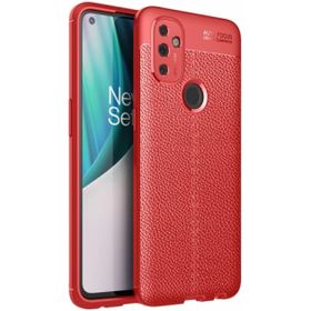 OnePlus Nord N100 Kırmızı Kılıf Silikon Deri Görünümlü Parmak İzi Bırakmaz Niss
