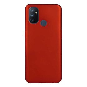 OnePlus Nord N100 Kırmızı Kılıf Silikon Deri Görünümlü Parmak İzi Bırakmaz Niss