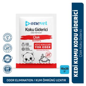 Onevet 15x25 gr Çilek Kokulu Strawberry Kedi Kumu Koku Giderici