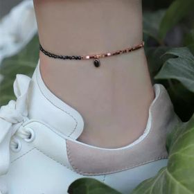 Oniks Taşlı Oval Rose Gold Halhal