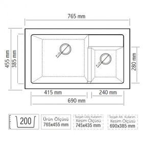 Onix 2B 765 Graphıte Grey Granit Eviye