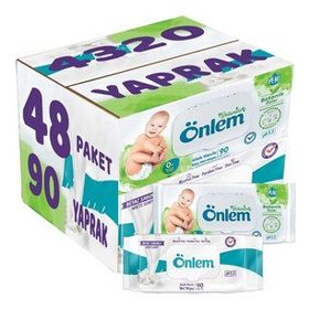 Önlem Botanika Özlü Beyaz Sabunlu Plastik Kapaklı 48x90 Adet Bebek Islak Mendil