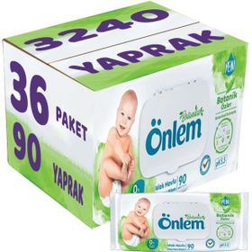 Önlem Botanika Özlü Plastik Kapaklı 36x90 Adet Bebek Islak Mendil