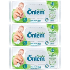 Önlem Botanika Özlü Plastik Kapaklı 3x90 Adet Bebek Islak Mendil