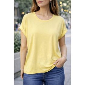 Only 15106662 Sarı Bisiklet Yaka Onlmoster Kadın T-shirt