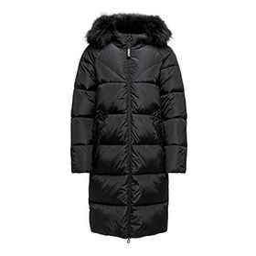 Only 15205637-BLK Monica Long Puffer Coat Siyah Kadın Kapüşonlu Mont