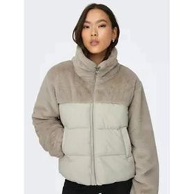 Only 15292945-MOONBEAN Wanja Fur Puffer Mix Krem Kadın Mont