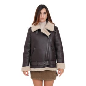 Only 15300262 Onlnewlis Faux Leather Aviator Siyah Kadın Mont