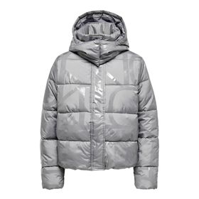 Only 15326045-DECEMBER-SKY Onlmercedes AOP Puffer Gri Kadın Mont