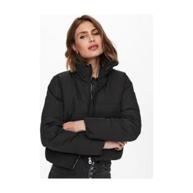 Only Dolly Short Puffer Noos Uzun Yaka Fermuarlı Siyah Kadın Mont