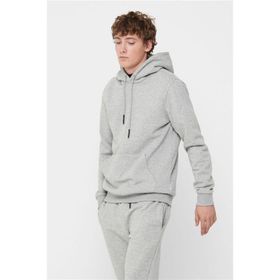 Only & Sons 22018685 Onsceres Açık Gri Renk Kapşonlu Erkek Sweatshirt