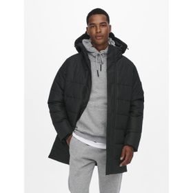 Only & Sons 22020156-02 Carl Long Quilted Coat OTW Siyah Erkek Mont