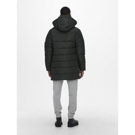 Only & Sons 22020156-02 Carl Long Quilted Coat OTW Siyah Erkek Mont