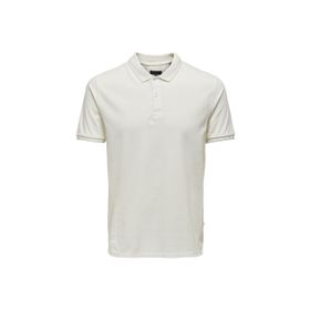 Only & Sons 22021769_ONSTRAVIS SLIM WASHED SS P Düz Beyaz Erkek Polo T-shirt