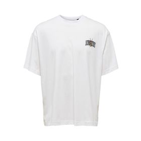 Only & Sons 22022638 Onsgarth Ovz Beetle Ss Tee Açık Beyaz Oversize Erkek T-shirt