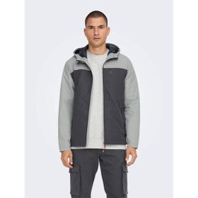 Only & Sons 22024207 Onsmack Hood Gri Erkek Mont