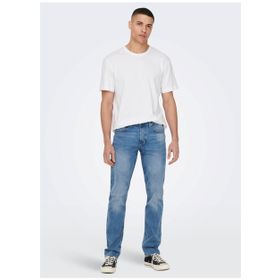 Only & Sons 22025208_ONSMAX LIFE REG SS STITCH O Yaka Düz Beyaz Erkek T-shirt