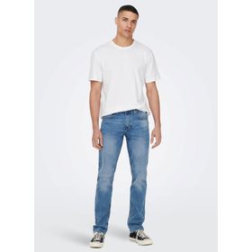 Only & Sons 22025208_ONSMAX LIFE REG SS STITCH O Yaka Düz Beyaz Erkek T-shirt