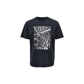 Only & Sons 22025271_ONSPAUL REG PHOTOPRINT SS O Yaka Baskılı Lacivert Erkek T-shirt