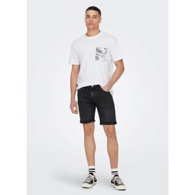 Only & Sons 22025286_ONSPERRY LIFE REG LEAF SS O Yaka Düz Beyaz Erkek T-shirt