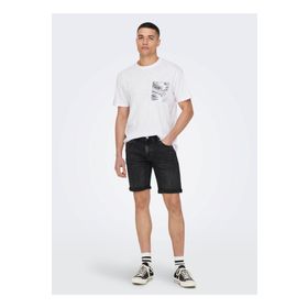 Only & Sons 22025286_ONSPERRY LIFE REG LEAF SS O Yaka Düz Beyaz Erkek T-shirt