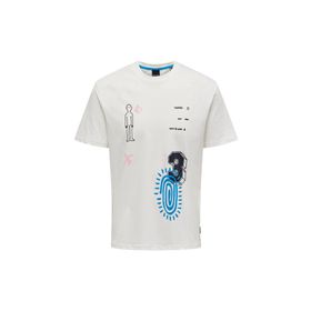 Only & Sons 22025304_ONSPAX REG PLACEMENT PRINT O Yaka Baskılı Beyaz Erkek T-shirt