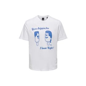 Only & Sons 22026058_ONSAUGUST REG SS TEE O Yaka Baskılı Beyaz Erkek T-shirt