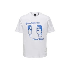 Only & Sons 22026058_ONSAUGUST REG SS TEE O Yaka Baskılı Beyaz Erkek T-shirt