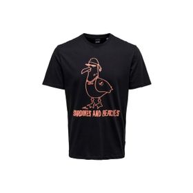 Only & Sons 22026058_ONSAUGUST REG SS TEE O Yaka Baskılı Siyah Erkek T-shirt
