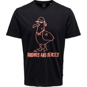 Only & Sons 22026058_ONSAUGUST REG SS TEE O Yaka Baskılı Siyah Erkek T-shirt