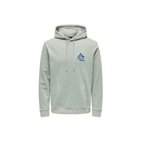 Only & Sons 22026412_ONSCARL REG MOUNTAIN SWEAT Kapüşon Yaka Mavi Erkek Sweatshirt