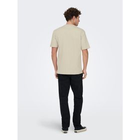 Only & Sons 22037536-SLG Eddie Erkek Bej Tişört