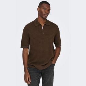 Only & Sons 22038171-PSL Menu Structure Erkek Kahverengi Polo Tişört