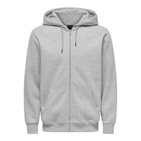 Only & Sons Onsceres Zip Thr Hoodie Sweat Noos Açık Gri Melanj Erkek Sweatshirt