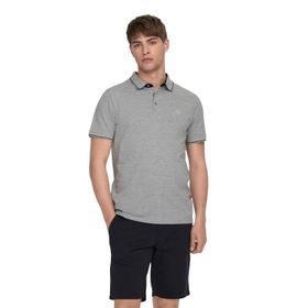 Only & Sons Onsfletcher Slim SS Polo Noos Polo Gri Melanj Erkek T-shirt