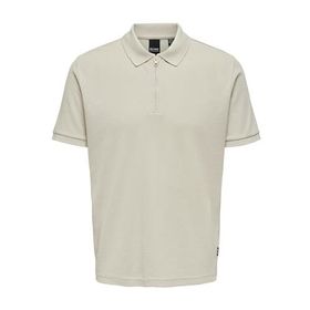Only & Sons Onsmike Zipper SS Açık Gri Polo Erkek T-shirt