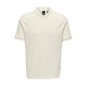 Only & Sons Onsmike Zipper SS Kirli Beyaz Polo Erkek T-shirt