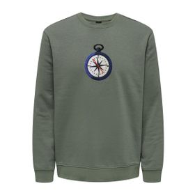 Only & Sons Onsoliver Reg Camp Swt Crew Neck Koyu Gri Erkek Sweatshirt