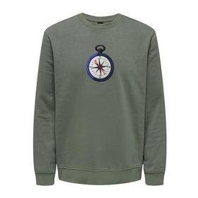 Only & Sons Onsoliver Reg Camp Swt Crew Neck Koyu Gri Erkek Sweatshirt