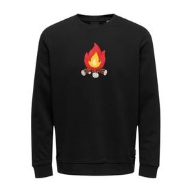 Only & Sons Onsoliver Reg Camp Swt Crew Neck Siyah Erkek Sweatshirt