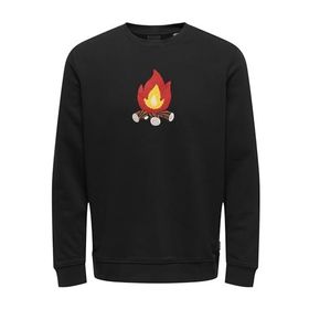 Only & Sons Onsoliver Reg Camp Swt Crew Neck Siyah Erkek Sweatshirt
