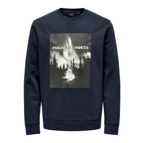 Only & Sons Onsoren Reg Photoprint Swt Crew Koyu Lacivert Erkek Sweatshirt