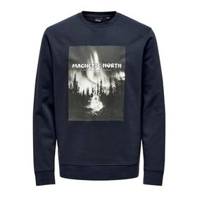 Only & Sons Onsoren Reg Photoprint Swt Crew Koyu Lacivert Erkek Sweatshirt