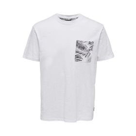 Only & Sons Onsperry Life Reg Leaf Ss Pockettee Noos Parlak Beyaz Erkek T-shirt