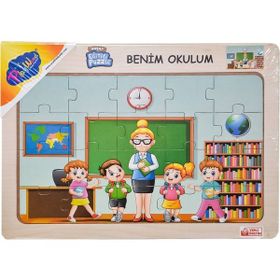 Onyıl Oyuncak ONY-101-102-103 Benim Okulum 33,5x23,5 cm Ahşap Eğitici Puzzle